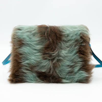 Light Frame Crossbody Bag Blue Fur