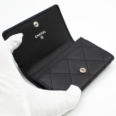 Cambon Flap Card Case Black Leather