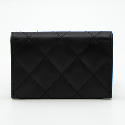 Cambon Flap Card Case Black Leather