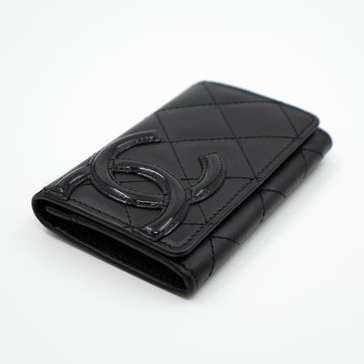Cambon Flap Card Case Black Leather