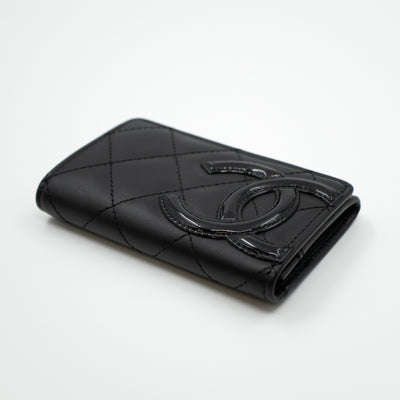 Cambon Flap Card Case Black Leather