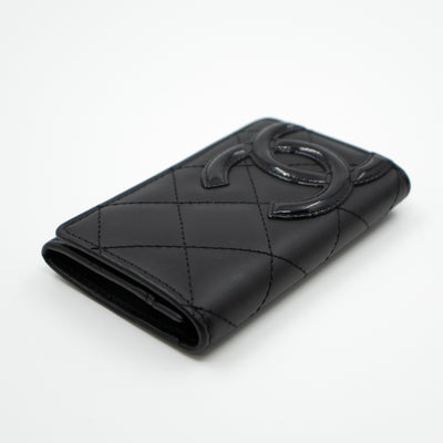 Cambon Flap Card Case Black Leather