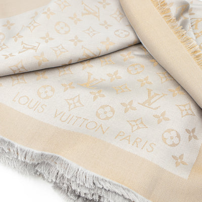 Monogram Shine Shawl Greige Gold