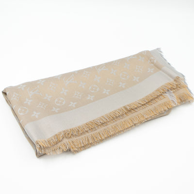 Monogram Shine Shawl Greige Gold