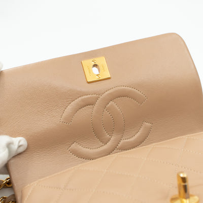 Classic Full Flap Bag Mini Beige Leather
