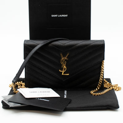 Envelope Chain Wallet Black Leather