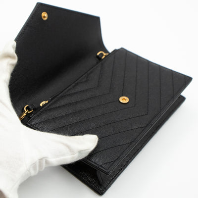 Envelope Chain Wallet Black Leather