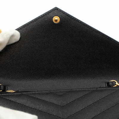 Envelope Chain Wallet Black Leather