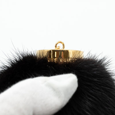 Bubble V Fur Bag Charm Black