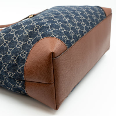 Ophidia GG Medium Tote Blue Denim