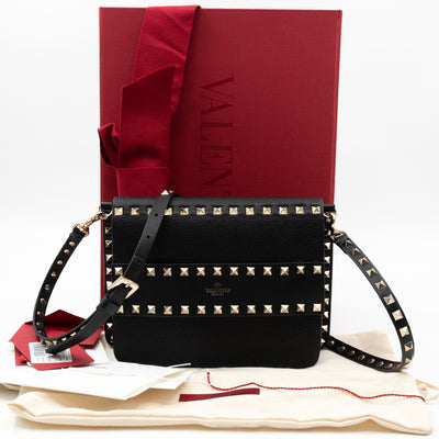 Rockstud Shoulder Bag Black Leather