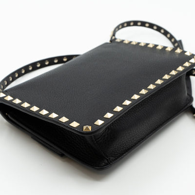 Rockstud Shoulder Bag Black Leather