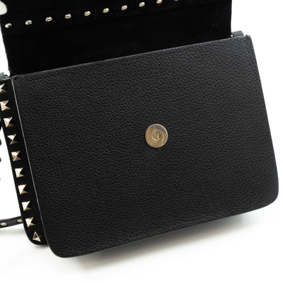 Rockstud Shoulder Bag Black Leather