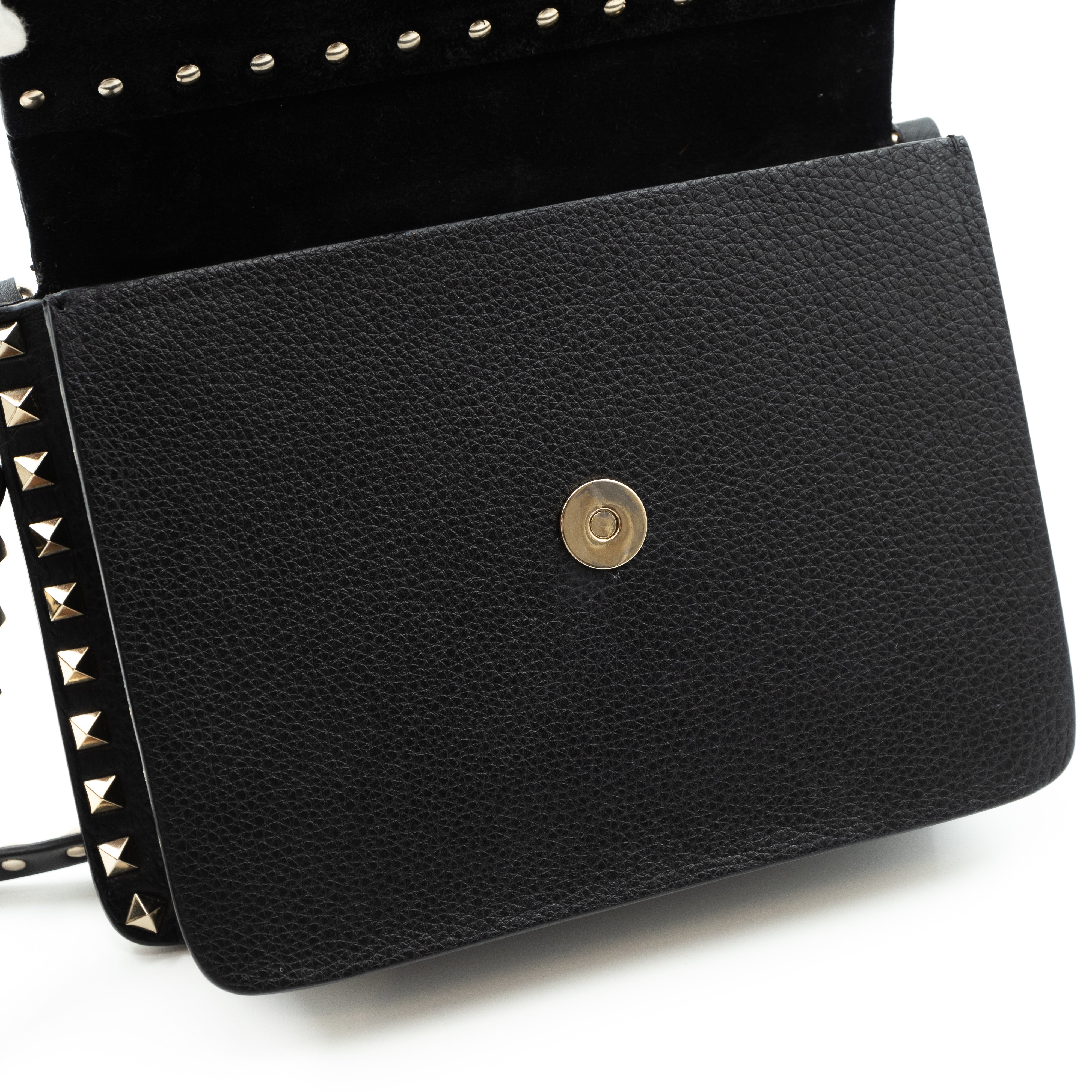 Rockstud Shoulder Bag Black Leather