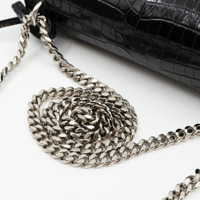 Sunset Medium Black Leather Croc Embossed
