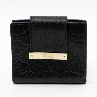 Compact Flap Wallet Black Leather