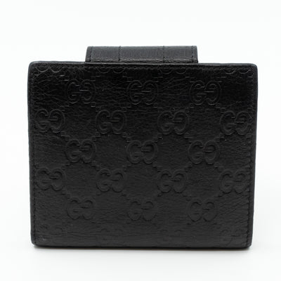 Compact Flap Wallet Black Leather