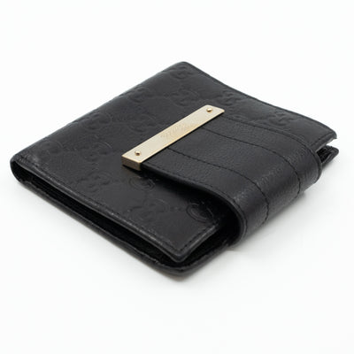 Compact Flap Wallet Black Leather