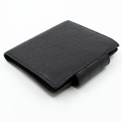 Compact Flap Wallet Black Leather
