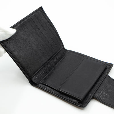 Compact Flap Wallet Black Leather