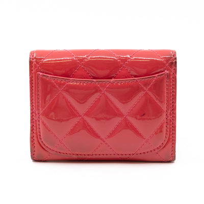 Classic Flap Card Case Rose Patent Leather