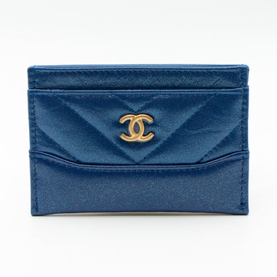 Card Holder Gabrielle Iridescent Blue Leather