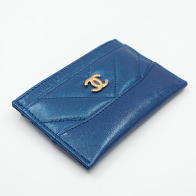 Card Holder Gabrielle Iridescent Blue Leather