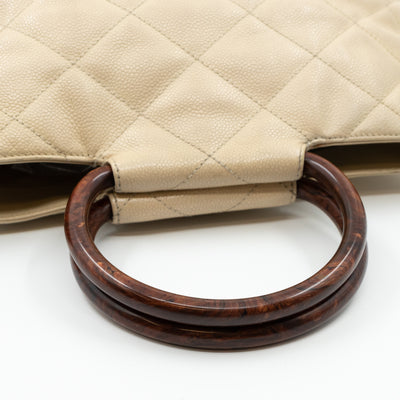 CC Tote Tortoise Handle Beige Caviar