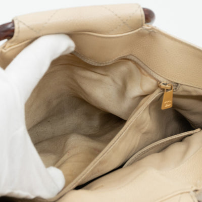 CC Tote Tortoise Handle Beige Caviar