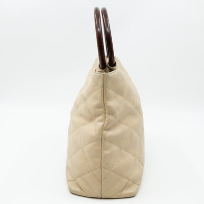 CC Tote Tortoise Handle Beige Caviar