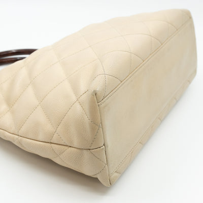 CC Tote Tortoise Handle Beige Caviar