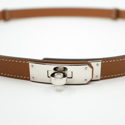 Kelly 18 mm Belt Adjustable Gold Leather