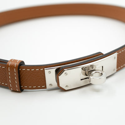 Kelly 18 mm Belt Adjustable Gold Leather