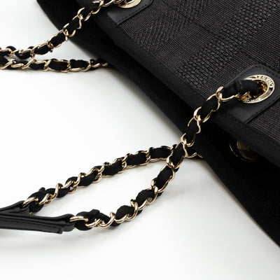 Deauville Small Tote Black Canvas Gold