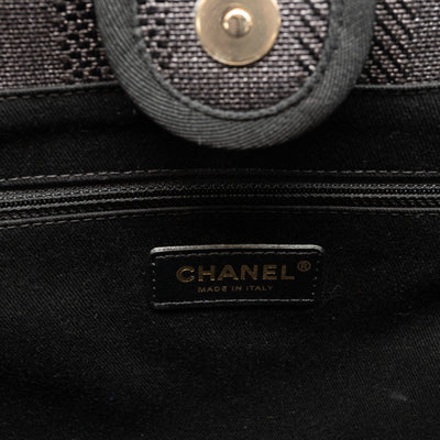 Deauville Small Tote Black Canvas Gold