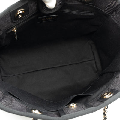 Deauville Small Tote Black Canvas Gold