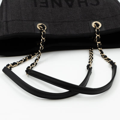 Deauville Small Tote Black Canvas Gold