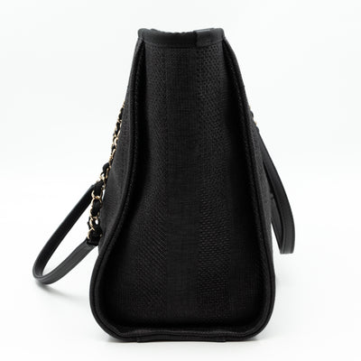 Deauville Small Tote Black Canvas Gold