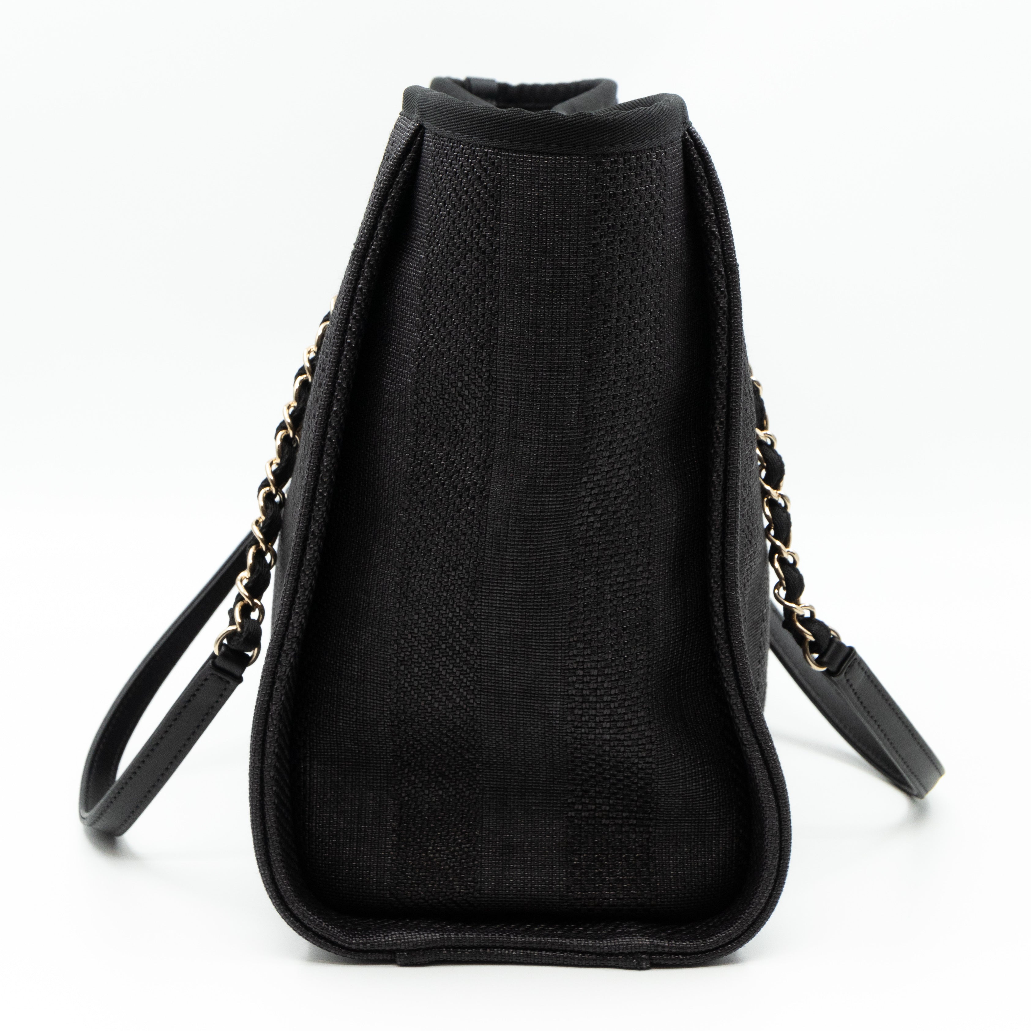 Deauville Small Tote Black Canvas Gold