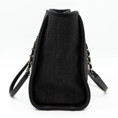 Deauville Small Tote Black Canvas Gold