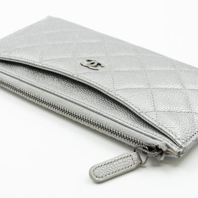Flat Long Wallet Silver Caviar