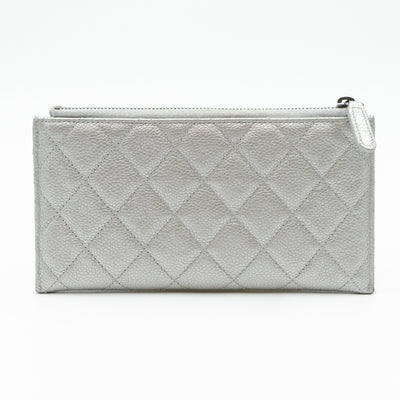Flat Long Wallet Silver Caviar