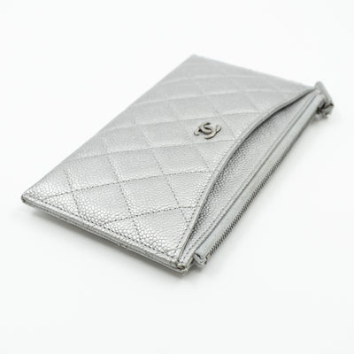 Flat Long Wallet Silver Caviar