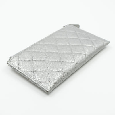 Flat Long Wallet Silver Caviar