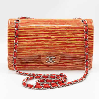 Classic Double Flap Jumbo Orange Striped Silver