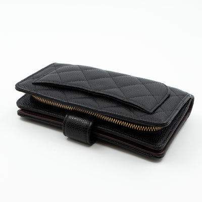 L-Zip Wallet Black Caviar Gold