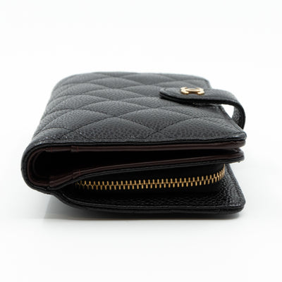 L-Zip Wallet Black Caviar Gold