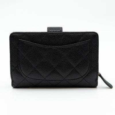 L-Zip Wallet Black Caviar Gold