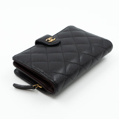 L-Zip Wallet Black Caviar Gold