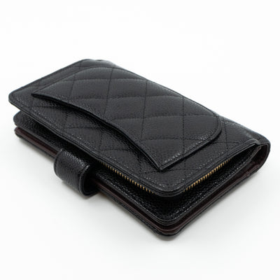 L-Zip Wallet Black Caviar Gold